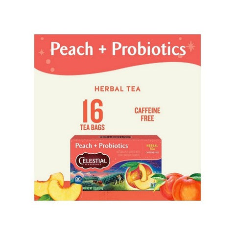 Celestial Seasonings, Peach Plus Probiotic Tea, 16 Bags