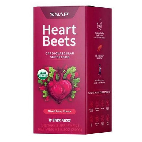 Snap Supplements, Heart Beets Stick Packs, 10 Count