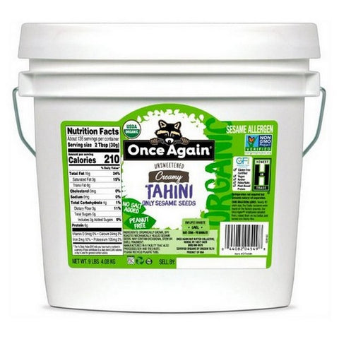 Once Again Nut Butter, Organic Sesame Tahini Salt Free Unsweetened, 9 Lbs