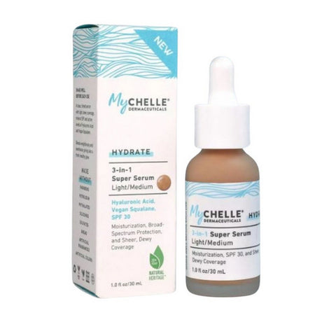 MyChelle Dermaceuticals, Hydrate 3 In 1 Super Serum SPF 30 Light Medium, 1 Oz