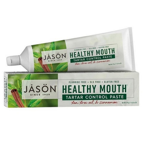 Jason Natural Products, Healthy Mouth Tartar Control Toothpaste Fluoride Free Cinnamon, 4.2 Oz