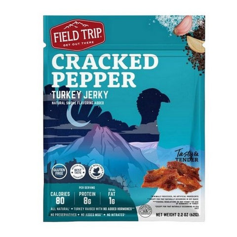 Field Trip, Turkey Jerky Gluten Free Low Fat Cracked Pepper, 2.2 Oz (Case Of 9)