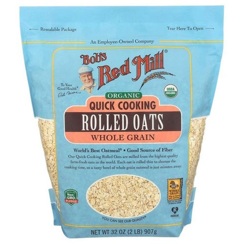 Bobs Red Mill, Quick Cooking Rolled Oats Whole Grain, 32 Oz (Case Of 4)