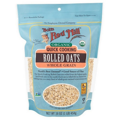 Bobs Red Mill, Organic Whole Grain Rolled Oats Quick Cooking, 16 Oz (Case Of 4)