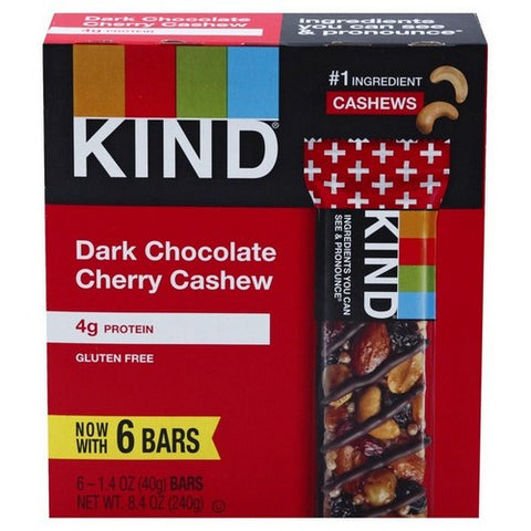 Kind, Dark Chocolate Cherry Cashew Bars, 1.4 Oz x6 (Case Of 10)
