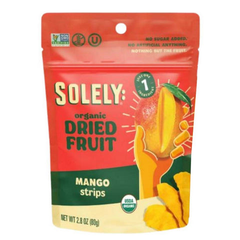 Solely Organic Dried Mango Strips Small 2.8 Oz (Case of 8) by Solely