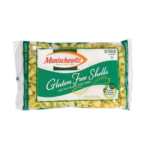Manischewitz, Yolk Free Pasta Shells  Gluten Free, 12 Oz (Case Of 12)