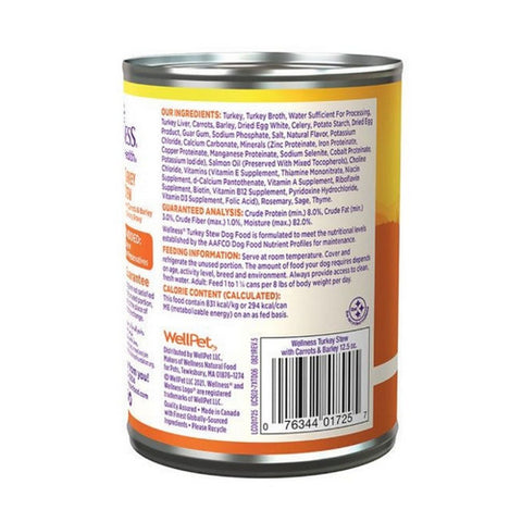 Wellness, Turkey Stew With Carrots And Barley Canned Dog Food, 12.5 Oz (Case of 12)
