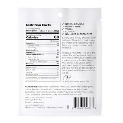 Simplygum, Simply Fruit Gummies Peach Raspberry, 1.8 Oz (Case of 8)