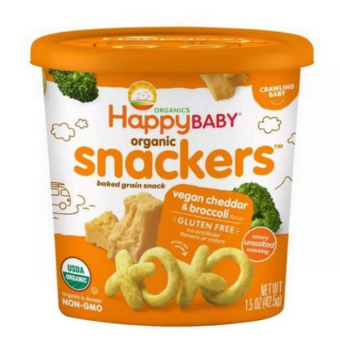 Happy Baby Food, Snackers Vegan Cheddar Broccoli Baby Snacks, 1.5 Oz (Case of 16)