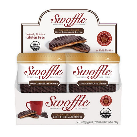 Swoffle, Caramel Filled Dark Chocolate Dipped Dutch Waffle, 1.45 Oz (Case of 14)