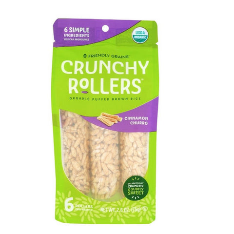 Crunchy Rollers, Organic Crunchy Rice Rollers Cinnamon Churro, 2.6 Oz (Case of 8)