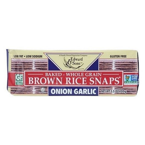 Edward And Sons, Brown Rice Snaps Onion Garlic, 3.5 Oz (Case Of 12)
