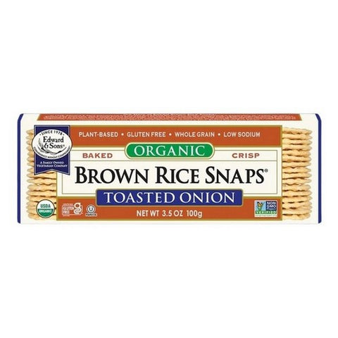 Edward And Sons, Organic Toasted Onion Brown Rice Snaps, 3.5 Oz (Case Of 12)