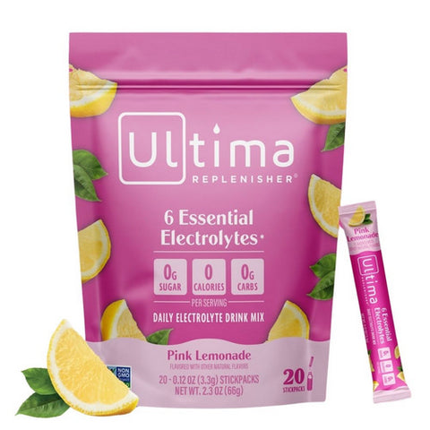 Ultima Replenisher, Pink Lemonade Electrolyte Mix, 0.11 Oz (Case of 20)