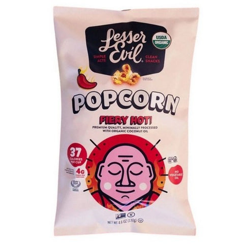 Lesser Evil, Organic Popcorn Fiery Hot, 4.6 Oz (Case Of 12)