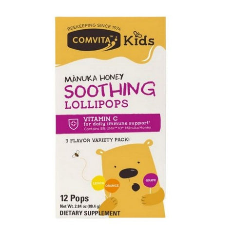 Comvita, Honey Manuka Soothing  LolliPops, 12 Count