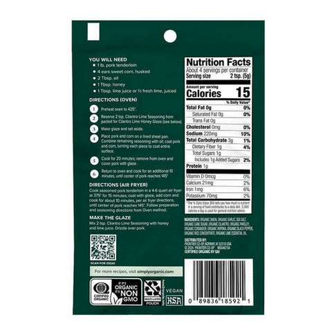 Simply Organic, Organic Sheet Pan Seasoning Cilantro Lime, 0.71 Oz