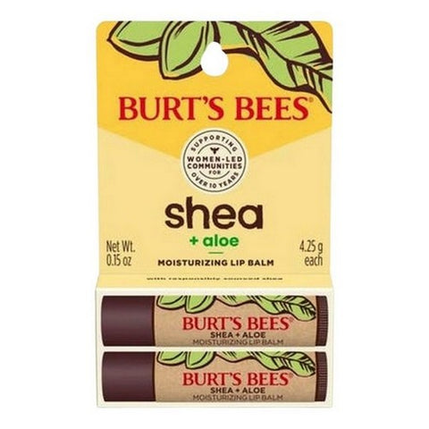 Burts Bees, Shea Butter And Aloe Moisturizing Lip Balm Tubes In Blister Box, 0.15 Oz