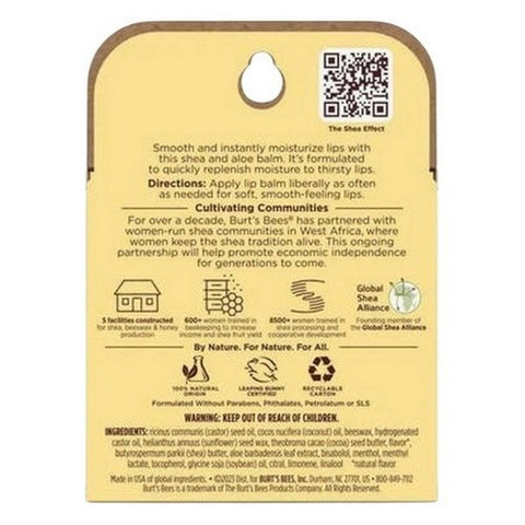 Burts Bees, Shea Butter And Aloe Moisturizing Lip Balm Tubes In Blister Box, 0.15 Oz