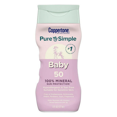  Pure And Simple Baby Mineral Sunscreen Lotion Spf 50 6 Oz by Coppertone