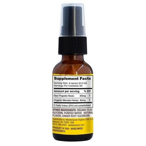 Wedderspoon, Lemon And Ginger Propolis And Manuka Honey Throat Spray, 1 Oz