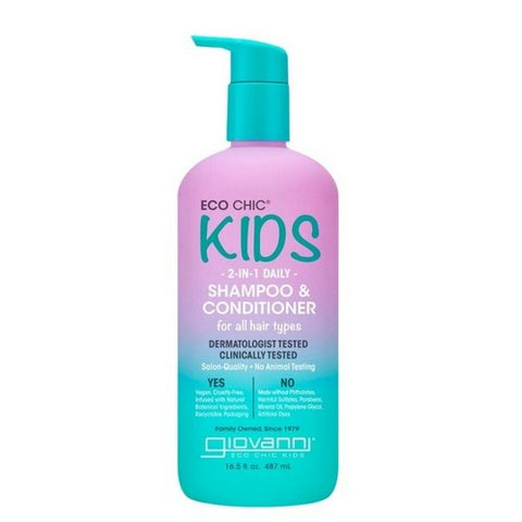 Giovanni Cosmetics, Eco Chic Kids 2 In 1 Daily Shampoo And Conditioner, 16.5 Oz