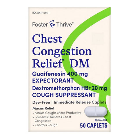 Foster And Thrive, Chest Congestion Relief Dm Guaifenesin, 400 Mg, 50 Caps
