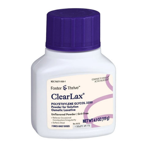 Foster And Thrive, Clearlax Polyethylene Glycol 3350 Powder, 4.1 Oz