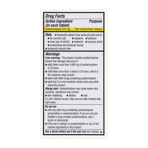 Foster And Thrive, Regular Strength Pain Relief Acetaminophen, 325 Mg, 100 Tabs