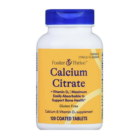 Foster And Thrive, Calcium Citrate Plus Vitamin D3 Maximum Coated, 120 Tabs