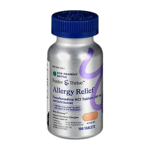 Foster And Thrive, Allergy Relief Fexofenadine Hcl, 180 Mg, 100 Tabs