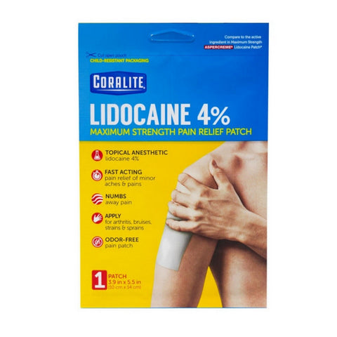 Lidocaine 4% Max Strength Pain Relief Patch 1 Count by Coralite