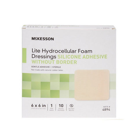 Lite Hydrocellular Foam Dressing 6 X 6 10 Count by McKesson