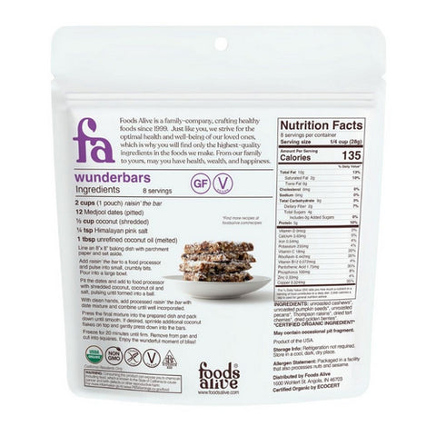Foods Alive, Organic Raisin The Bar Trail Mix, 8 Oz