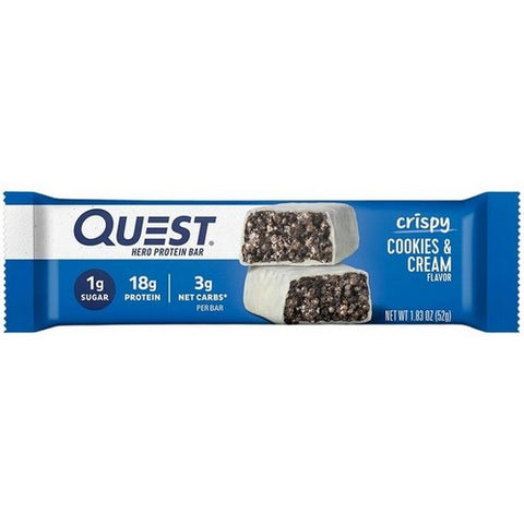 Quest, Hero Protein Bar Crispy Cookies And Cream, 1.83 Oz X 4 Count (Case Of 6)