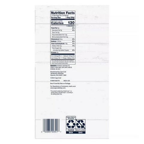 Cape Cod, Original Less Fat Kettle Potato Chips, 10 Count (Case Of 4)