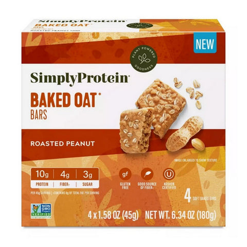 Simply Protein, Roasted Peanut Baked Oat Bar, 6.34 Oz (Case Of 6)