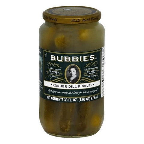 Bubbies, Kosher Dill Pickles, 33 Oz (Case Of 6)