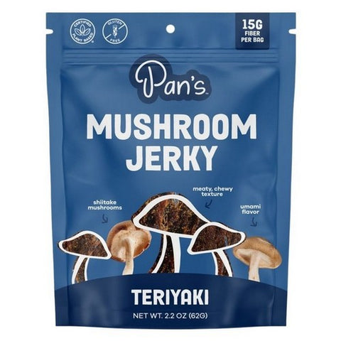 Pan's Mushroom Jerky, Mushroom Jerky Teriyaki, 2.2 Oz (Case Of 6)