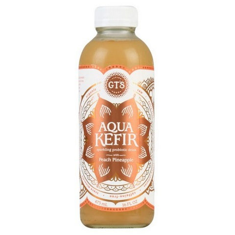 GT's, Aqua Kefir Peach Pineapple Drink, 16 Oz (Case Of 12)