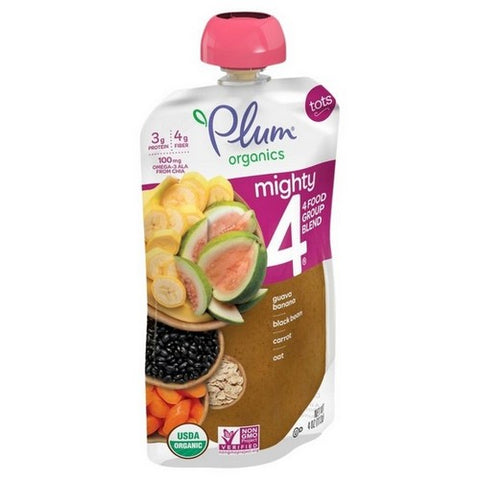 Plum Organics, Mighty 4 Guava Pomegranate Black Bean Carrot Oat Puree,, 4 Oz (Case Of 12)