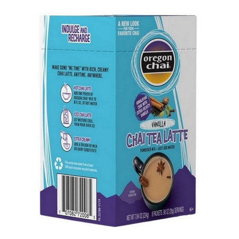 Oregon Chai, Vanilla Chai Tea Latte Dry Mix, 1 Oz X 8 Count (Case Of 6)