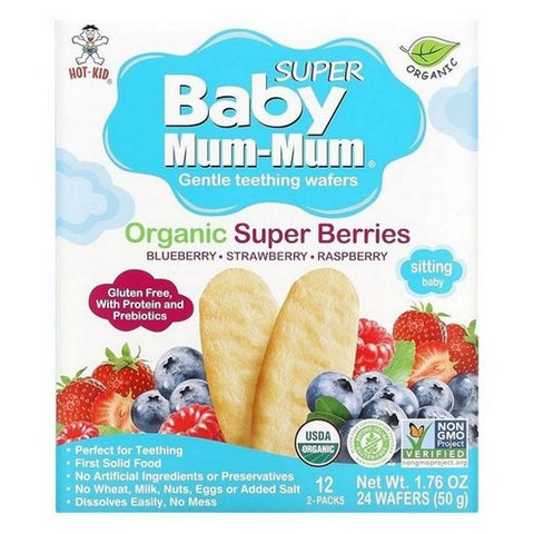 Hot Kid, Baby Mum Mum Organic Rice Rusks Super Berries, 1.76 Oz (Case Of 6)