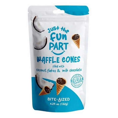 Just The Fun Part, Coconut Flakes And Milk Chocolate Waffle Cones, 4.23 Oz (Case Of 6)