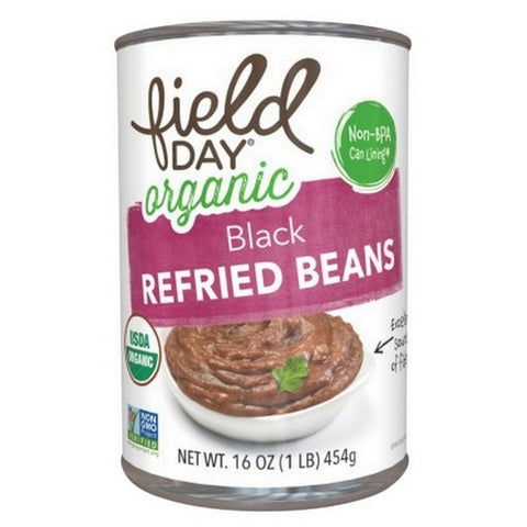 Field Day, Organic Low Fat Black Refried Beans, 16 Oz (Case Of 12)