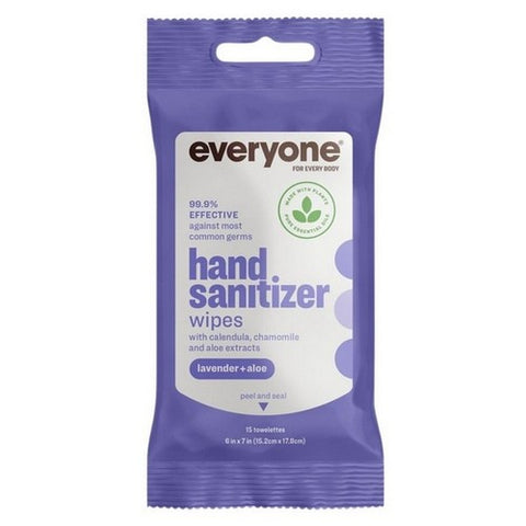 Everyone, Hand Sanitizer Wipes Lavender Aloe, 15 Count (Case Of 6)