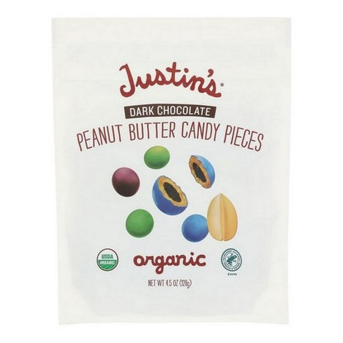 Justin's, Dark Chocolate Peanut Butter Candy Pieces, 4.5 Oz (Case Of 6)