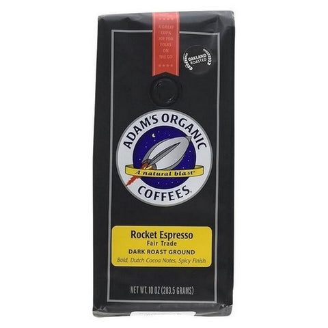Adam's Organic Coffees, Organic Rocket Espresso Coffee, 10 Oz (Case Of 6)