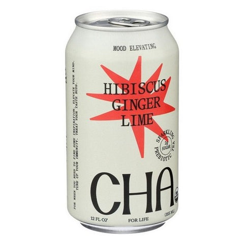 Cha, Organic Sparkling Hibiscus Ginger Lime Tea, 12 Oz (Case Of 12)